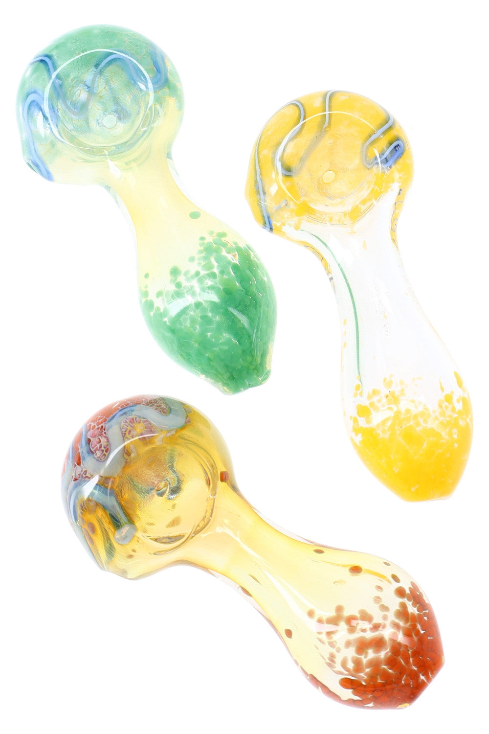 Striped Frit Color-Changing Glass Spoon Pipe