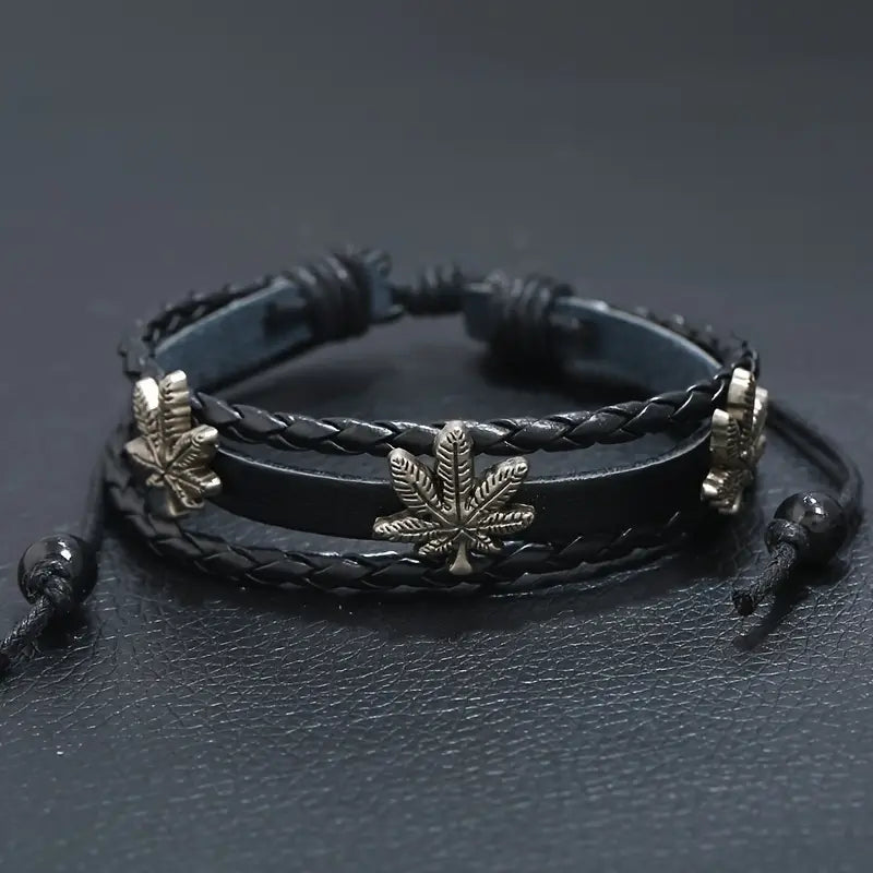 1pc Trendy Hand Accessories, Fashion Simple Beaded Maple Leaf