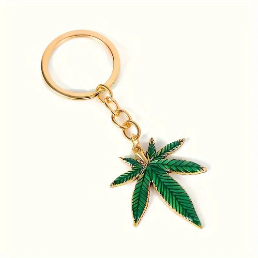 Green Leaf Keychain Fashion And Simple Popular Key Ring