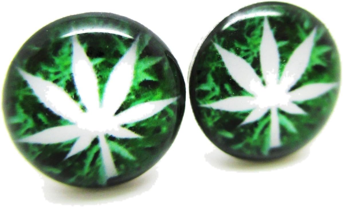 Pot Leaf Stud Post Earrings - New - Pair!