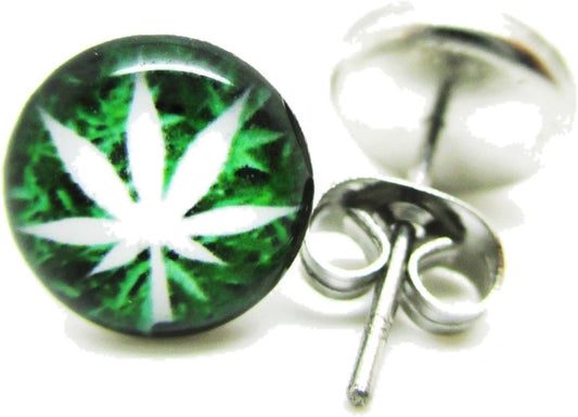 Pot Leaf Stud Post Earrings - New - Pair!