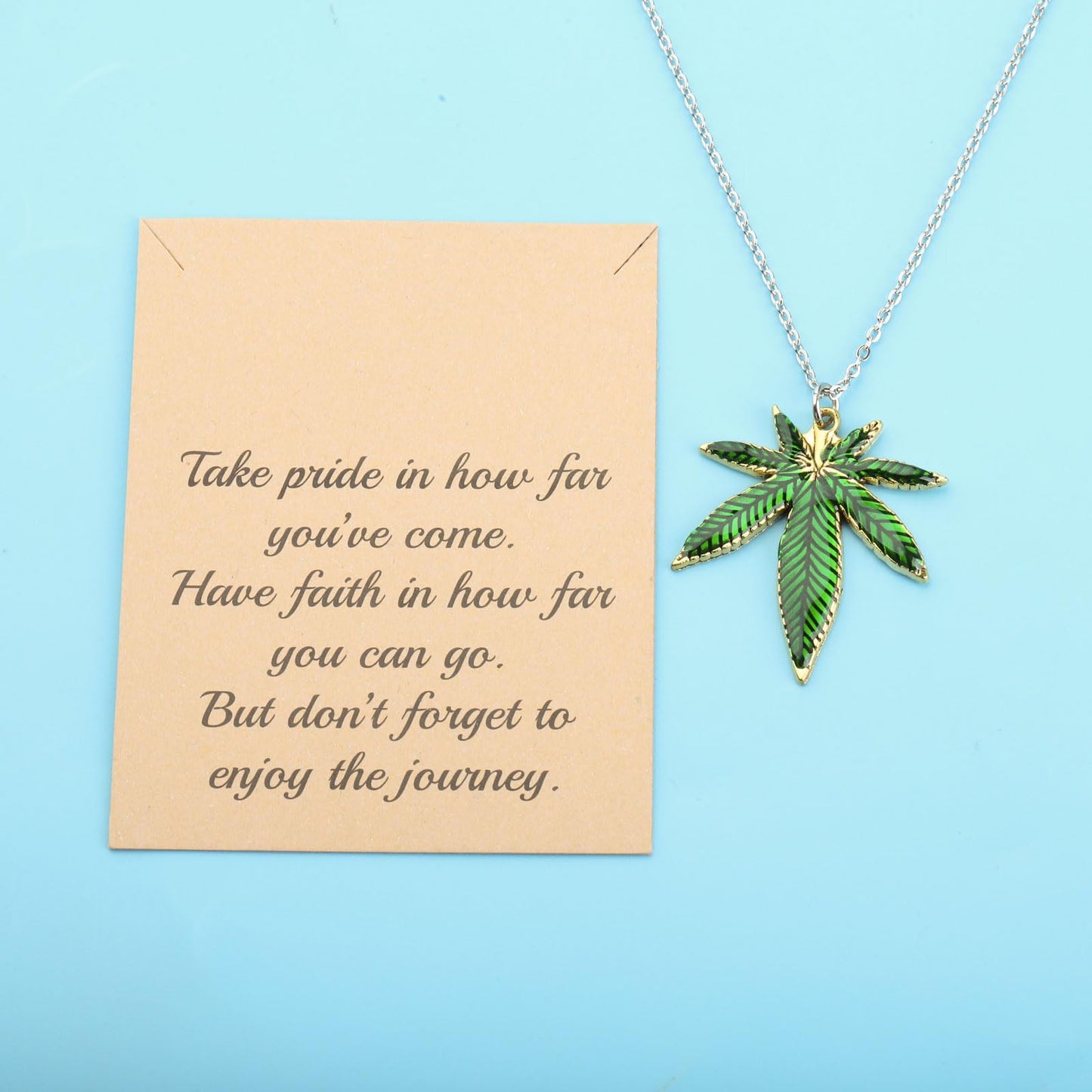 FUSTMW Marijuana Leaf Necklace Marijuana Weed Gifts Green Marijuana Pot Leaf Pendant Charm Necklace Jewelry for Women Men