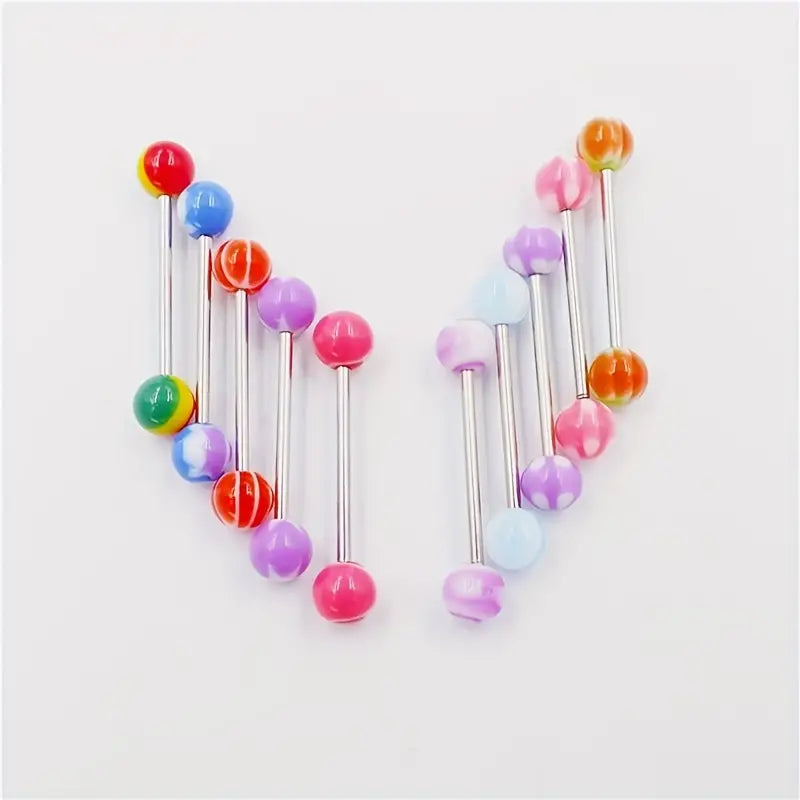 Stainless Steel Rod Mixed Color Tongue Rings