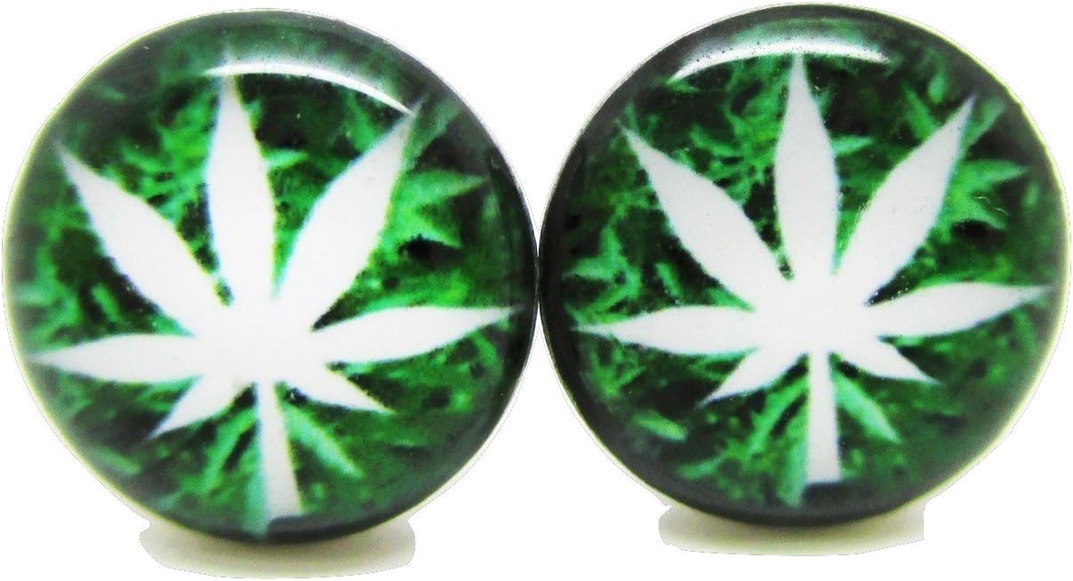 Pot Leaf Stud Post Earrings - New - Pair!