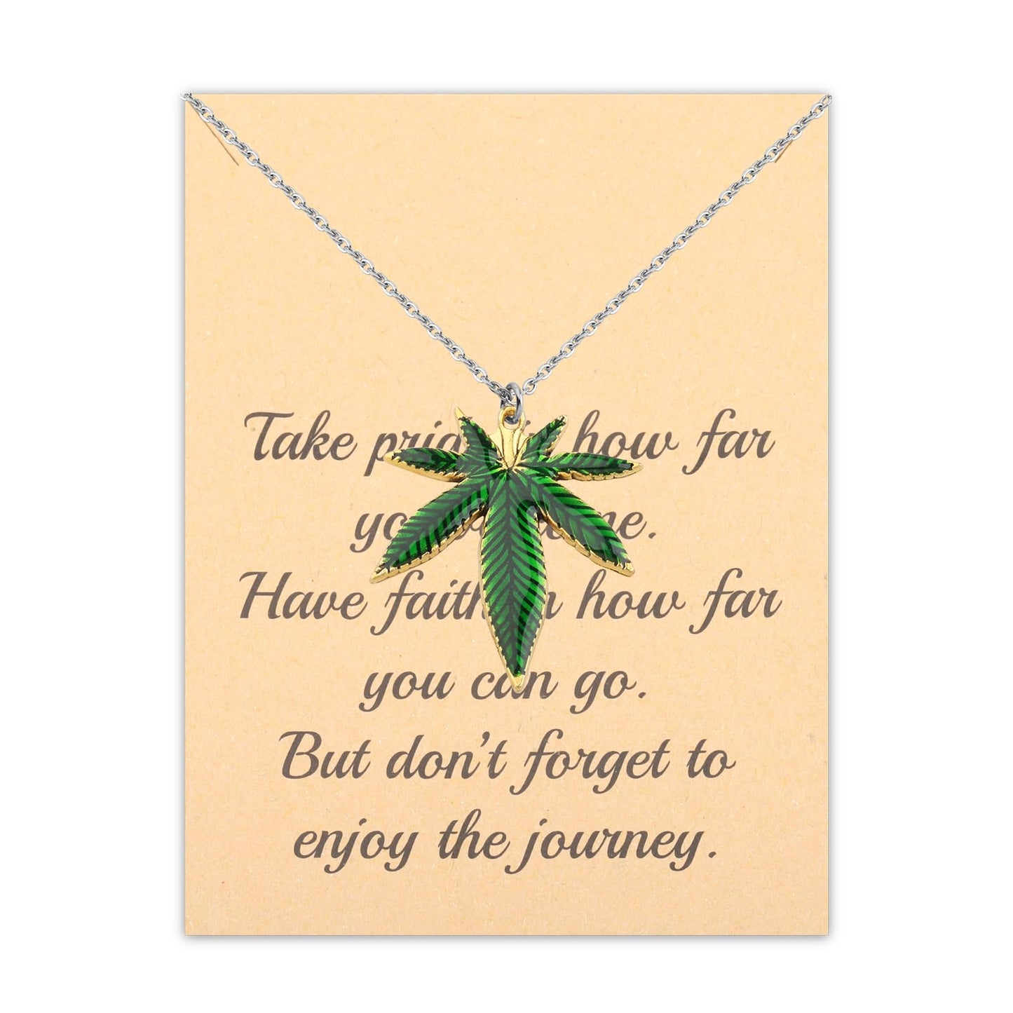 FUSTMW Marijuana Leaf Necklace Marijuana Weed Gifts Green Marijuana Pot Leaf Pendant Charm Necklace Jewelry for Women Men