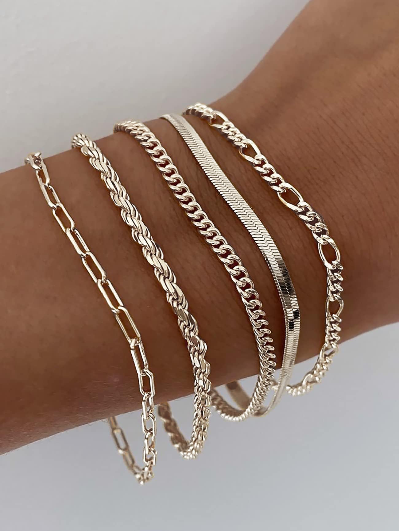 DEARMAY Gold Bracelets for Women Waterproof, 14K Real Gold Jewelry Sets for Women Trendy Thin Dainty Stackable Cuban Link Paperclip Chain Bracelet Pack Fashion Accessories Gifts for Womens