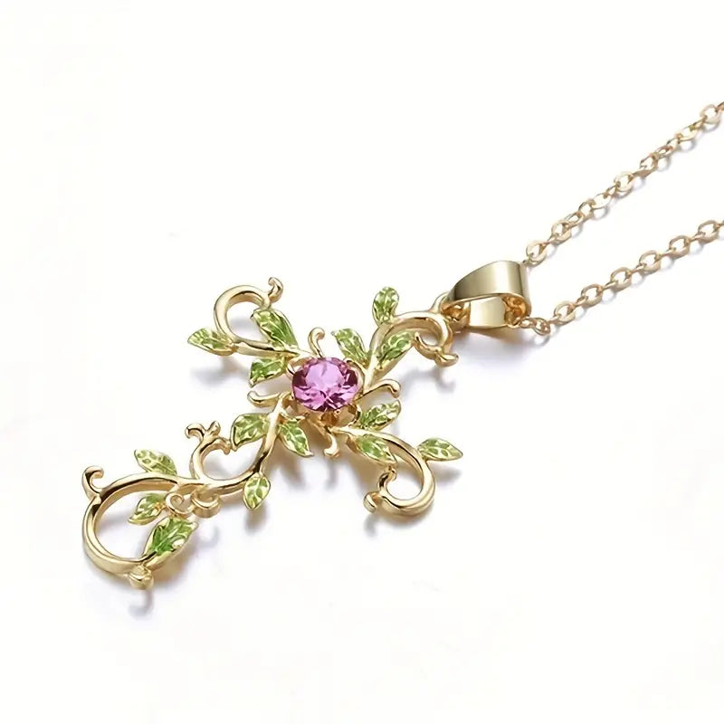 Cool Flower & Cross Elegant Necklace