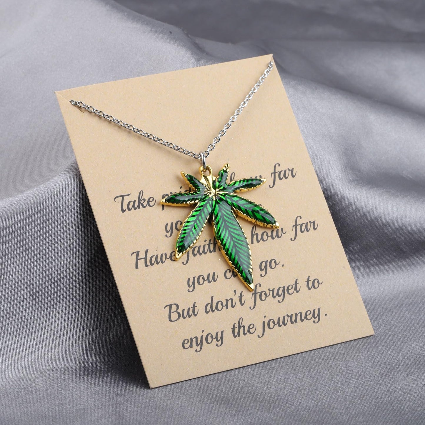 FUSTMW Marijuana Leaf Necklace Marijuana Weed Gifts Green Marijuana Pot Leaf Pendant Charm Necklace Jewelry for Women Men