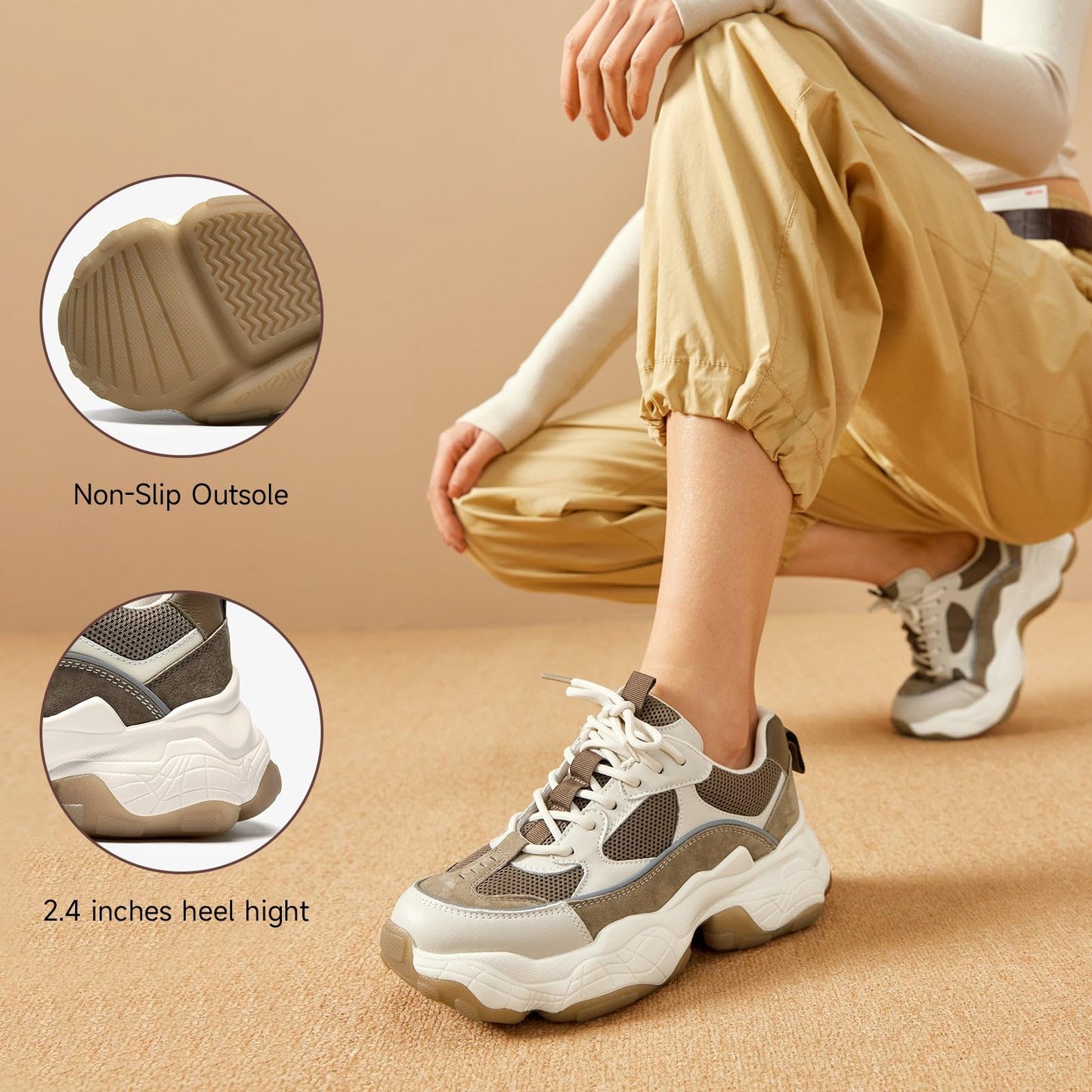 BEAU TODAY Chunky Sneakers for Women