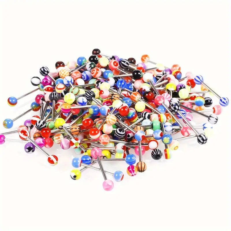 Stainless Steel Rod Mixed Color Tongue Rings