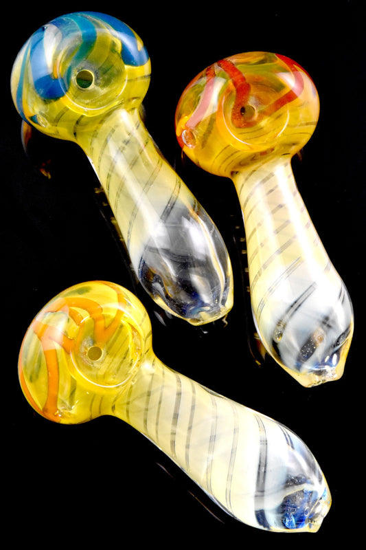 3.5" Small Color Changing Swirl Striped Glass Pipe