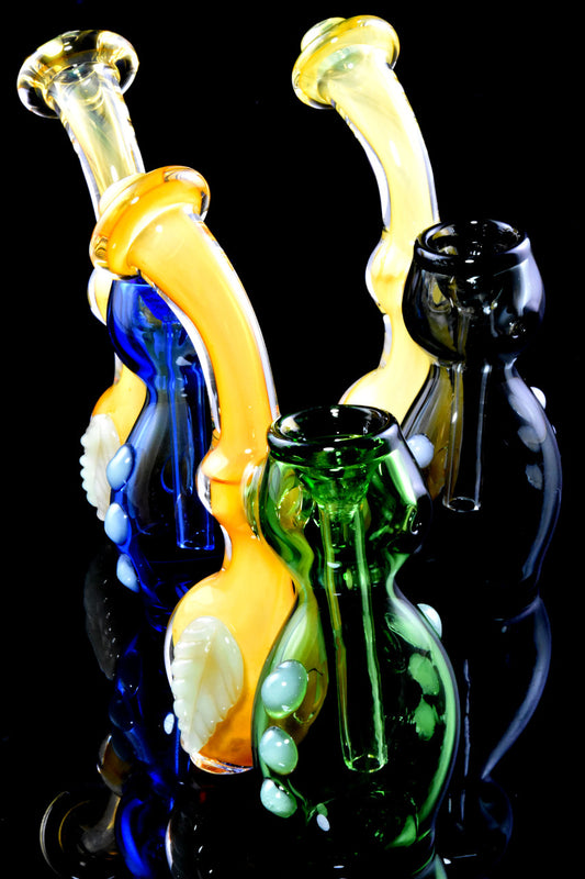 5.5" Gold Fumed Color Changing Leaf Sherlock Glass Bubbler