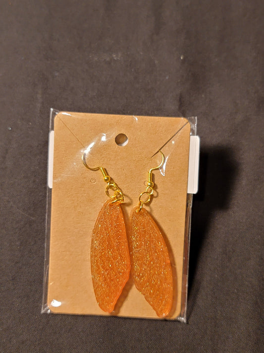 Orange Wings Earring