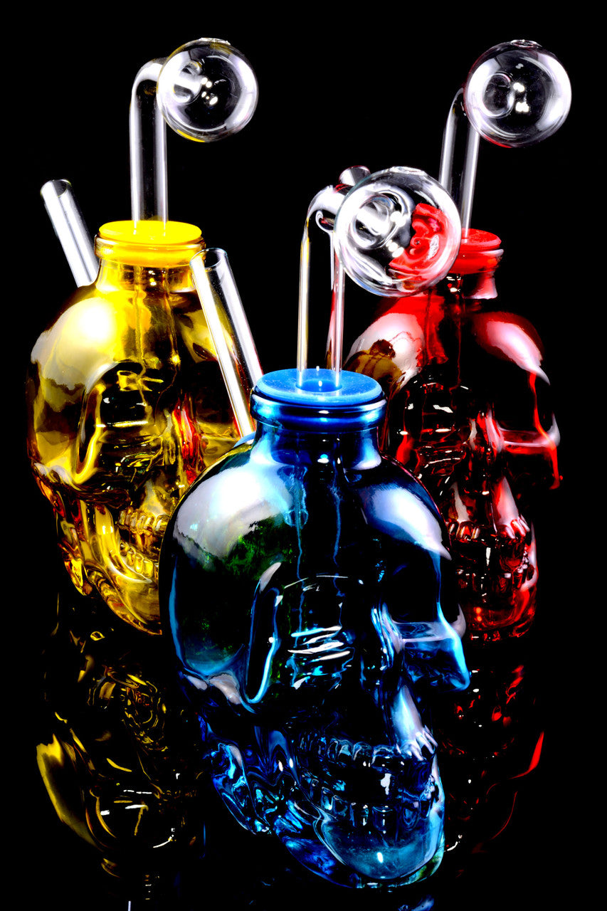 Thick Colored Glass Skull Oil Burner Rig