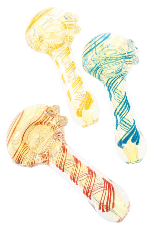 4.5" Color Changing Multicolor Spiral Striped Glass Pipe