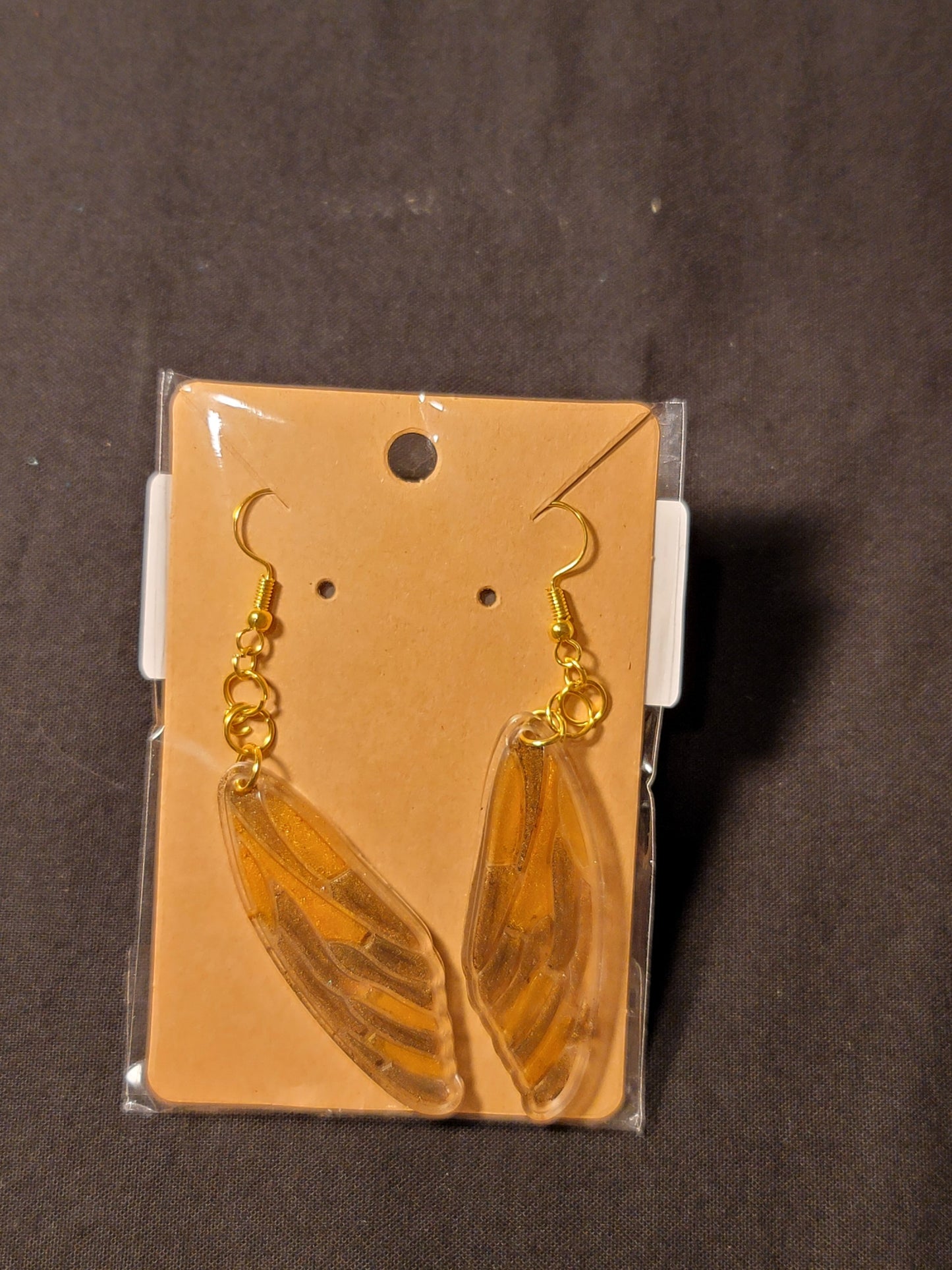 Brown Orange long wings earrings