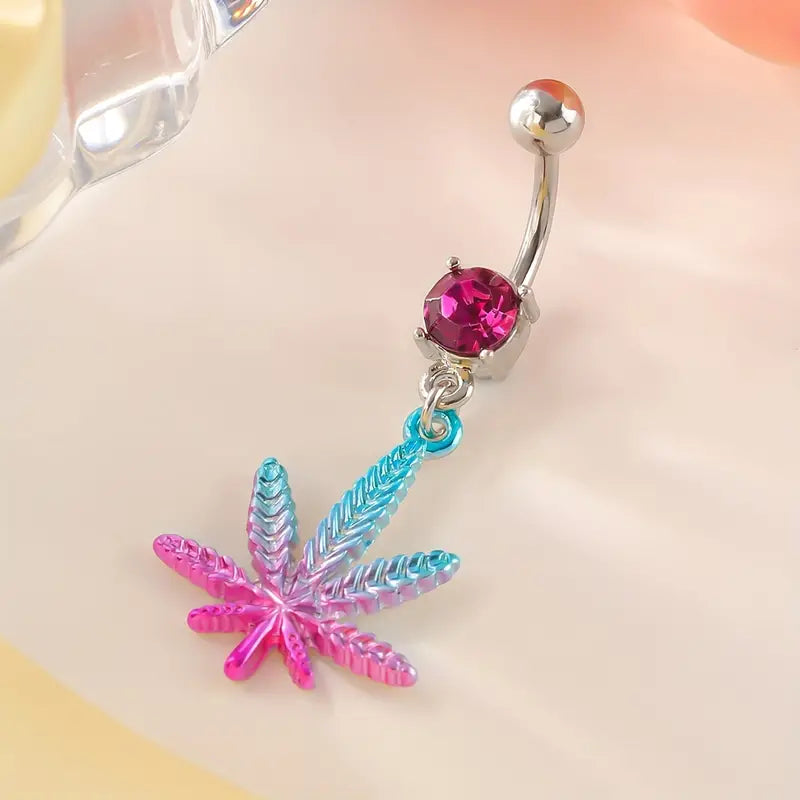 Pendant Belly Button Ring, Colorful Navel Stud