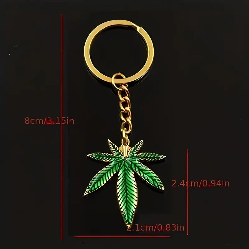 Green Leaf Keychain Fashion And Simple Popular Key Ring