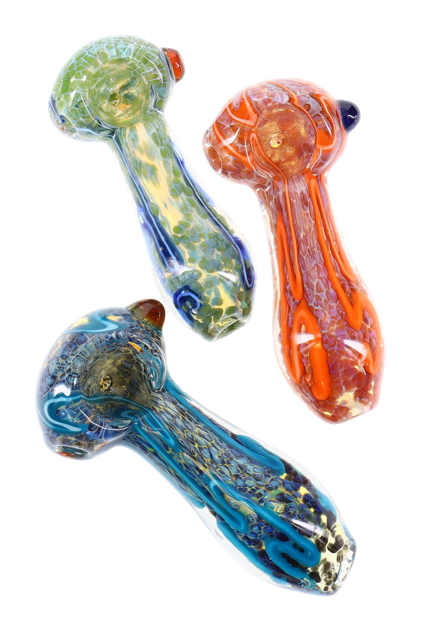 3" Small Striped Frit Glass Pipe