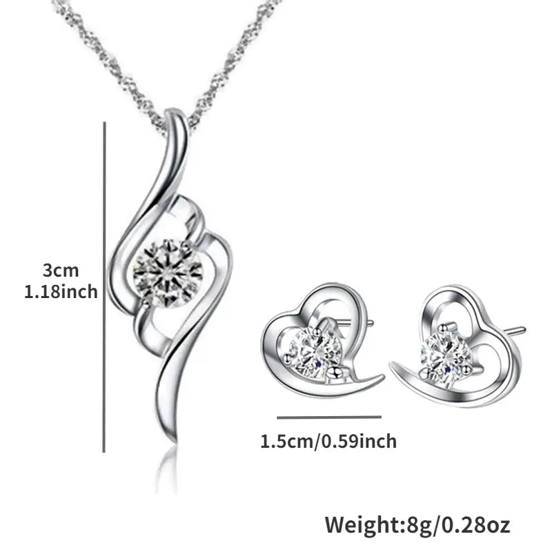 Heart Shaped Earrings and Necklace Set