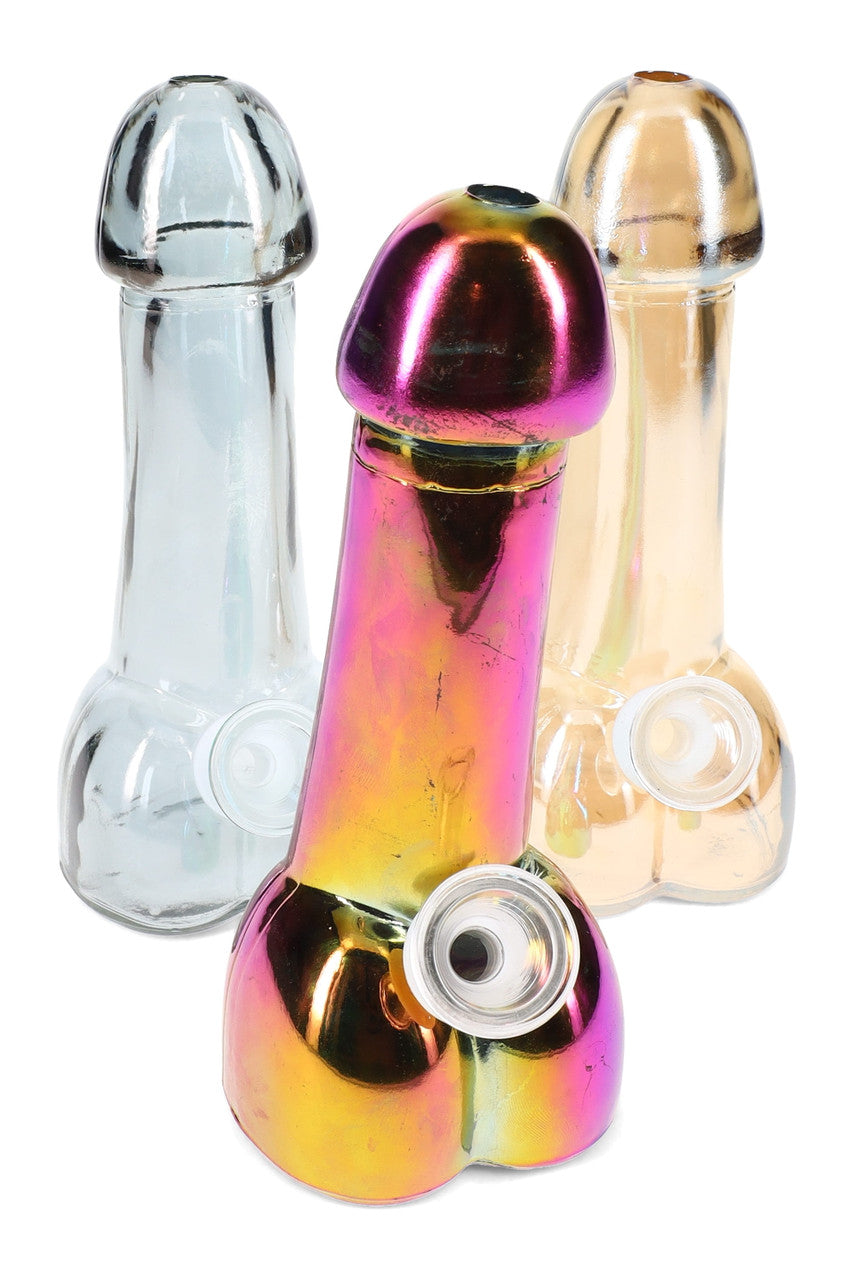 6" Small Metallic Glass Phallus Water Pipe