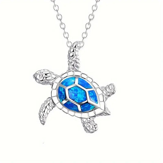 Delightful Enamel Turtle Pendant Necklace