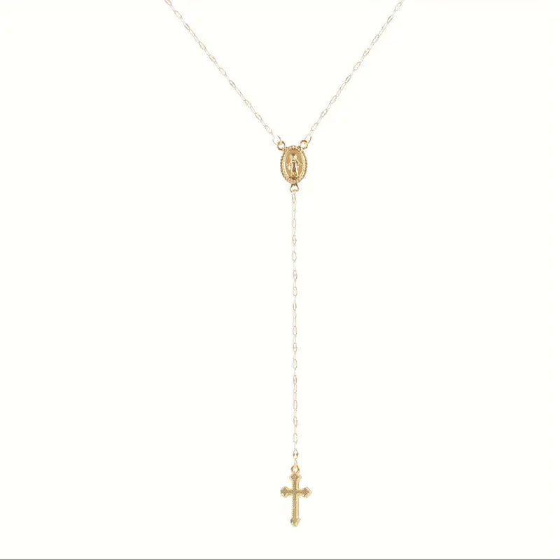 Cross Long Necklace Women's Religious Cross Pendant Necklace